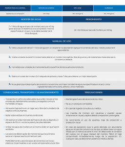 tabla mortero GROUT 8